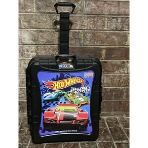 Hot Wheels Black Plastic Carrying Rolling Storage Case w/ Handle HOLDS 110 CARS